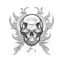 clouds angel skull roses  tattoo design idea