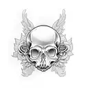 clouds angel skull roses  tattoo design idea