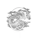 chinese waves tattoo design idea