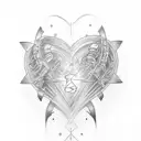 Create a tattoo design of an abstract monument-lighthouse with a pulsating human heart symbol at its base. The heart sym tattoo design idea