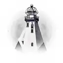 Create a tattoo design of an abstract monument-lighthouse with a pulsating human heart symbol at its base. The heart sym tattoo design idea