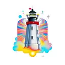 Create a tattoo design of an abstract monument-lighthouse with a pulsating human heart symbol at its base. The heart sym tattoo design idea