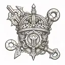 crown with keys and padlocks  tattoo design idea
