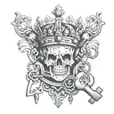 crown with keys and padlocks  tattoo design idea