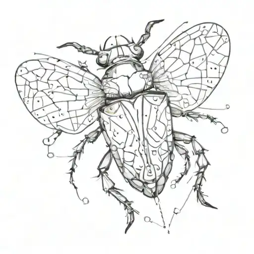 dotwork watercolor geometry knife beetle tattoo design idea
