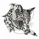 dotwork, watercolor, geometry, knife, beetle, cat tattoo design idea