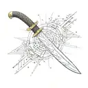 dotwork watercolor geometry knife katana tattoo design idea