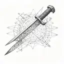 dotwork watercolor geometry knife katana tattoo design idea