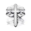 Cross with ribbon tattoo design idea