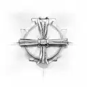 Cross with ribbon wrapped around tattoo design idea