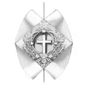 Cross with ribbon wrapped around tattoo design idea