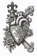 heart with missing puzzle piece, 4 aces and a dagger trough the heart  tattoo design idea