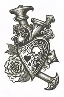 heart with missing puzzle piece, 4 aces and a dagger trough the heart  tattoo design idea