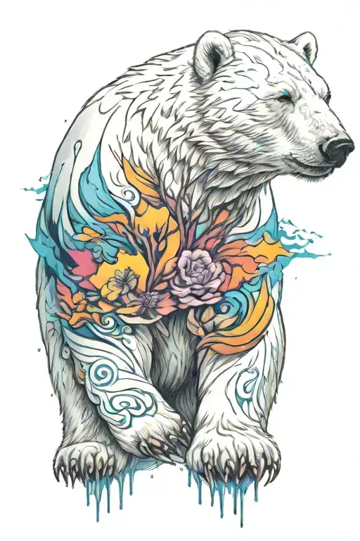 polar bear and super nova tattoo design idea