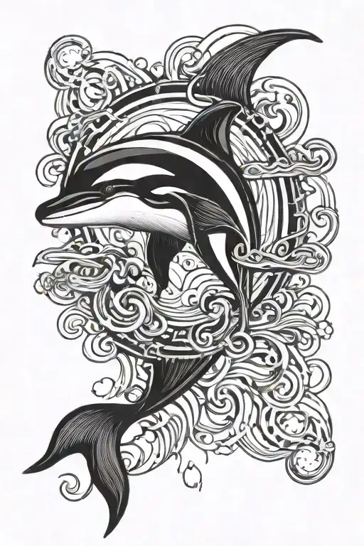 heart beat arm band that turns into the outline of a killer whale  tattoo design idea