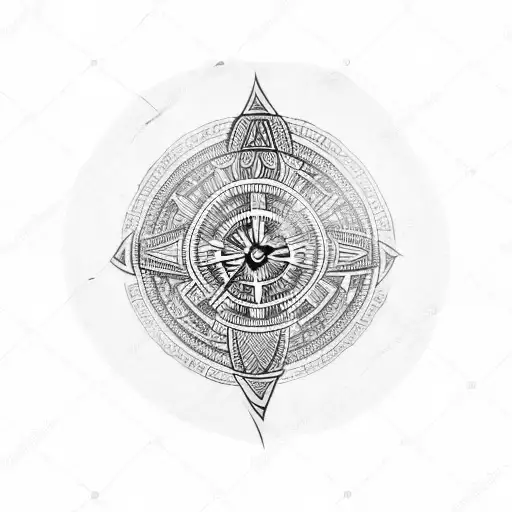Maori tattoo with compass tattoo design idea
