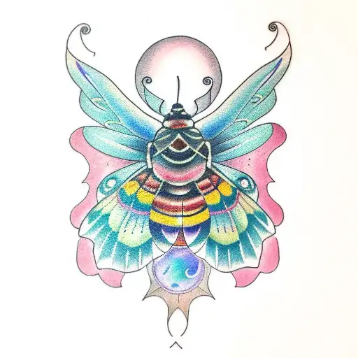 lunar moth with chakra  tattoo design idea