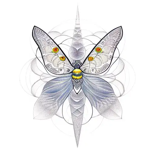 lunar moth with sacred geometry  tattoo design idea