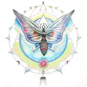 lunar moth with chakra  tattoo design idea