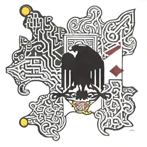 A tattoo design combining the Maryland state flag with traditional Nigerian tribal patterns tattoo design idea