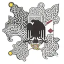 A tattoo design combining the Maryland state flag with traditional Nigerian tribal patterns tattoo design idea