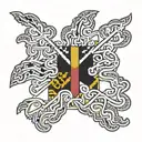 A tattoo design combining the Maryland state flag with traditional Nigerian tribal patterns tattoo design idea