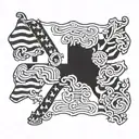 A tattoo design combining the Maryland state flag with traditional Nigerian tribal patterns tattoo design idea