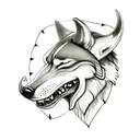 viking wolf head side view with viking compass fading into smokr tattoo design idea