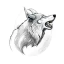viking wolf head side view with viking compass fading into smokr tattoo design idea