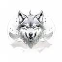 viking wolf head side view with viking compass fading into smokr tattoo design idea