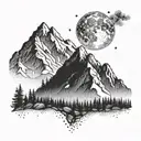 A dotwork design of a mountain range with hidden hiking trails and paths, symbolizing the client's love for exploration and adventure in the great outdoors tattoo design idea