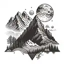 A dotwork design of a mountain range with hidden hiking trails and paths, symbolizing the client's love for exploration and adventure in the great outdoors tattoo design idea