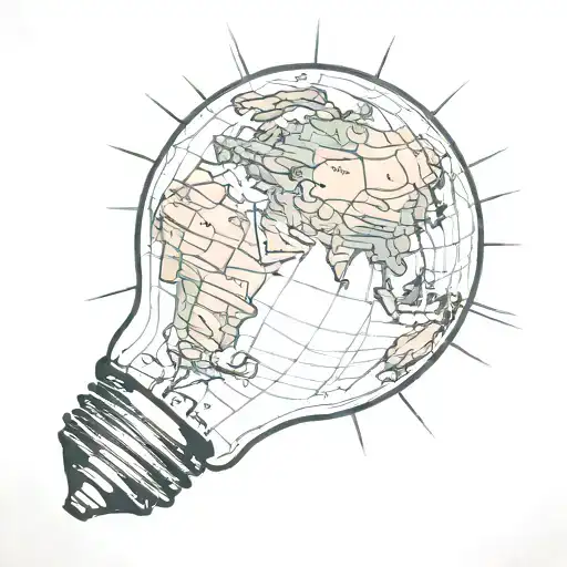 light bulb earth inside tattoo design idea