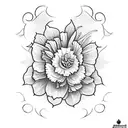 three separate flowers including carnation, marigold, and narcissus  tattoo design idea