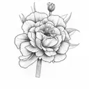 three flowers including carnation, marigold, and narcissus  tattoo design idea