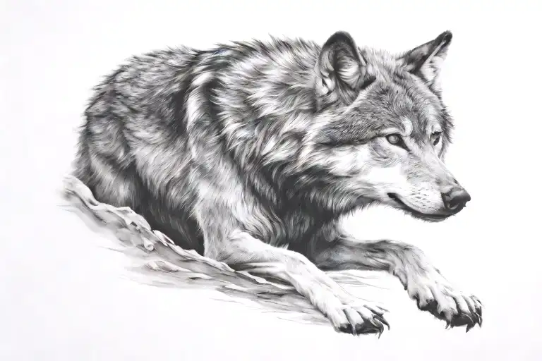 alpha wolf walking tattoo design idea