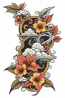 Cloud Japanese Leafs tattoo design idea