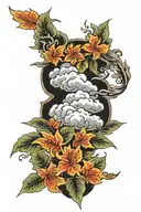 Cloud Japanese Leafs tattoo design idea