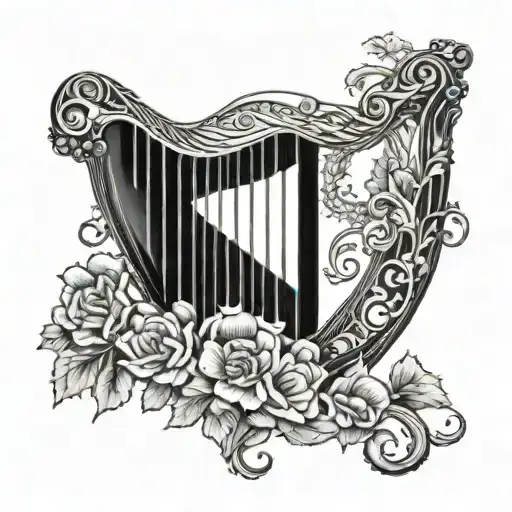 polish falcoln Irish harp tattoo design idea
