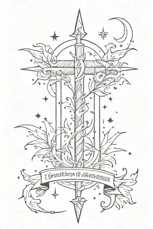 spine tattoo saying "Everything happens for a reason" with stars and lishtening tattoo design idea
