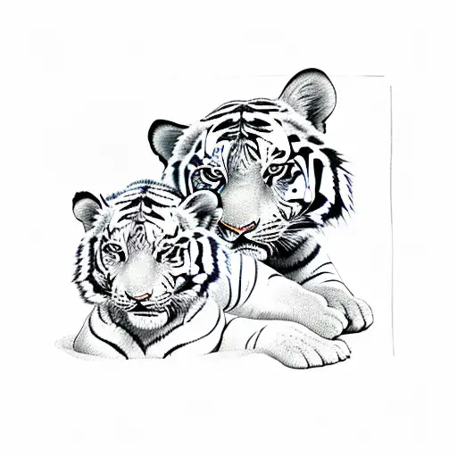 two butts and a tiger tattoo design idea