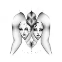 two butts and a face tattoo design idea