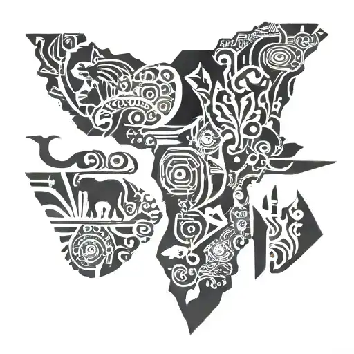 The continent of Africa, the country of the Dominican Republic, and the state of New Jersey combined tattoo design idea