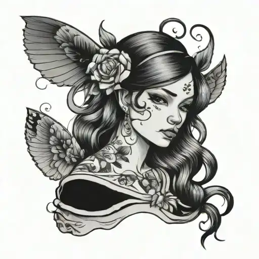 girl in cute clothes tattoo design idea