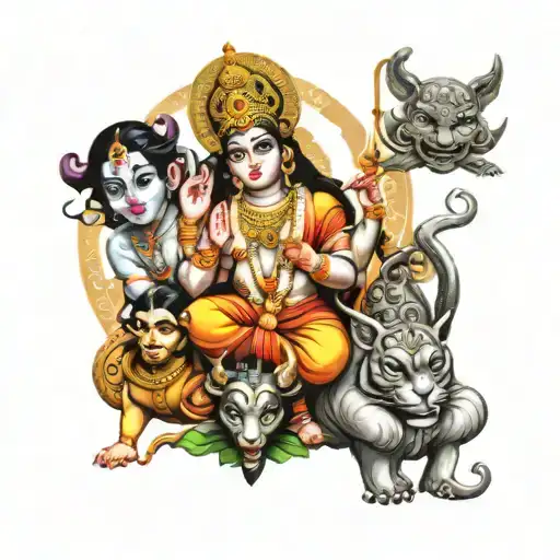 hindu gods, krishna, shiva, hanuman tattoo tattoo design idea