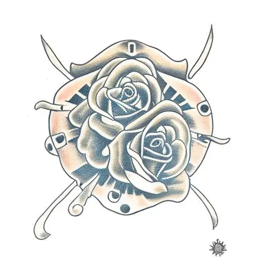 revolver roses ship tattoo design idea
