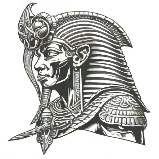 egyptian god ra holdin his sword tattoo design idea