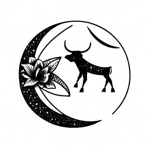 Taurus or bull feminine stars or iris  tattoo design idea