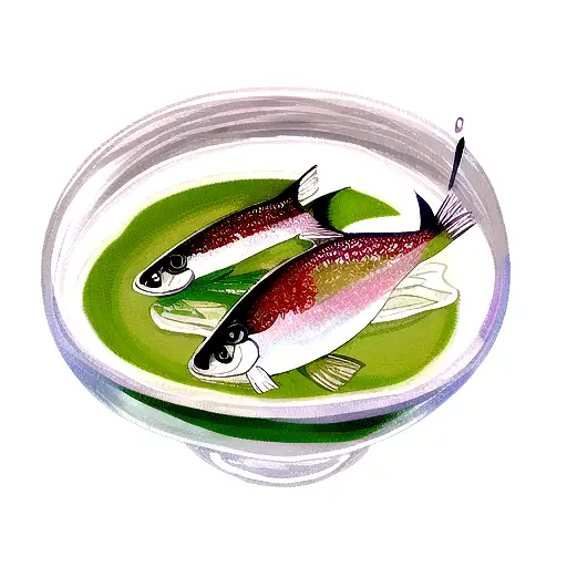 a trout combined with a glass of wine tattoo design idea