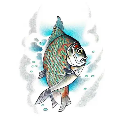 a trout combined with a glass of wine tattoo design idea